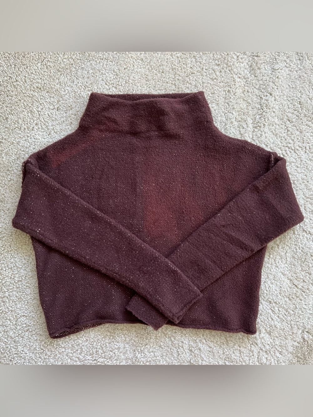 Free People Cozy Mock Neck Sweater in Burgundy, XS